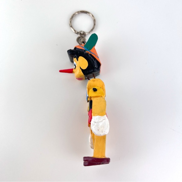 Handmade Wooden Pinocchio Puppet Doll Keychain 4.5” Articulated Figure - Picture 5 of 6